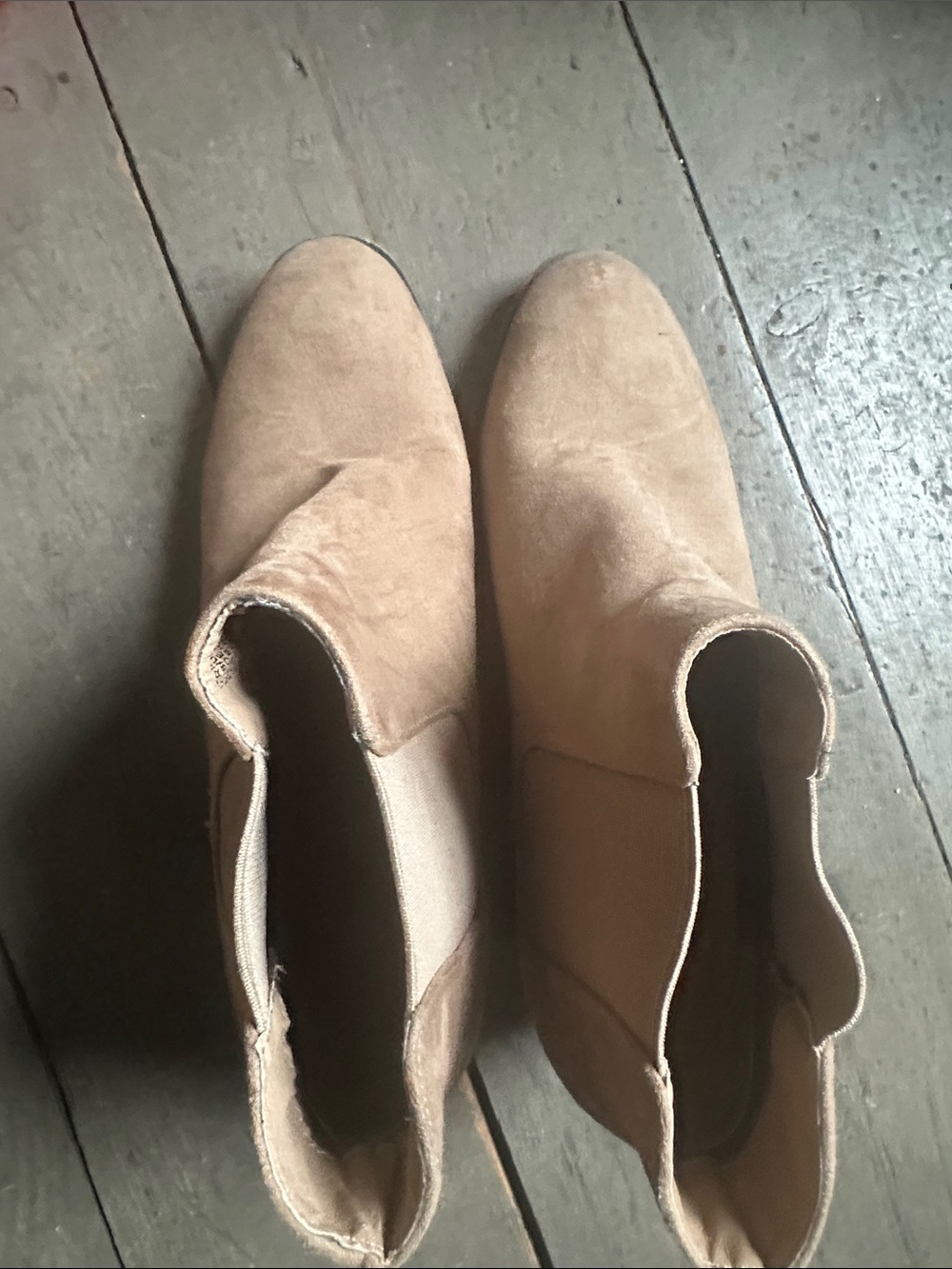 JustFab Tan Suede Ankle Booties